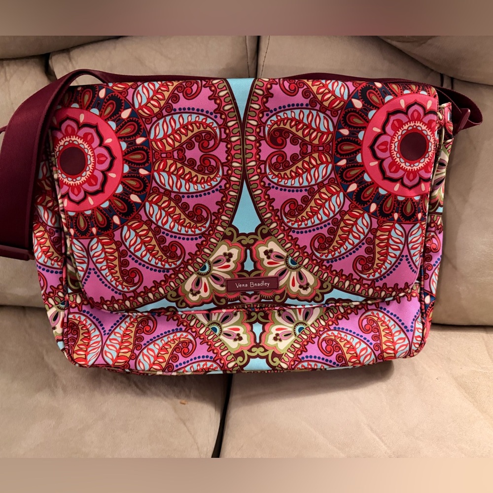 Vera Bradley Pink and Red Paisley Laptop Bag